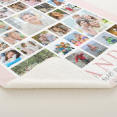 GRANDMA Photo Collage Floral Blush Pink Sherpa Deken (3/4)