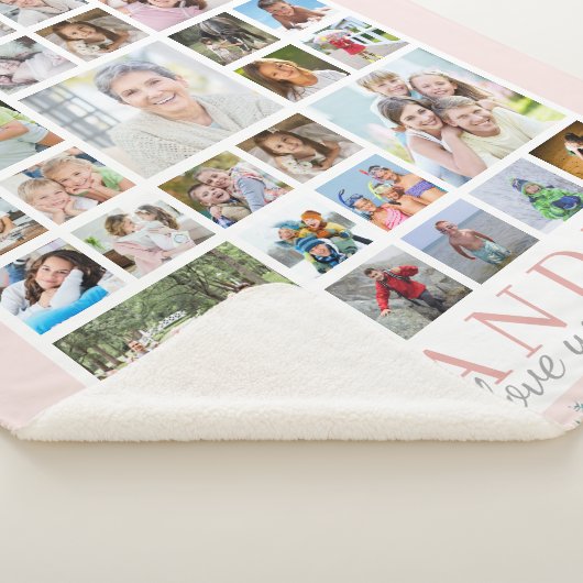 GRANDMA Photo Collage Floral Blush Pink Sherpa Deken (3/4)