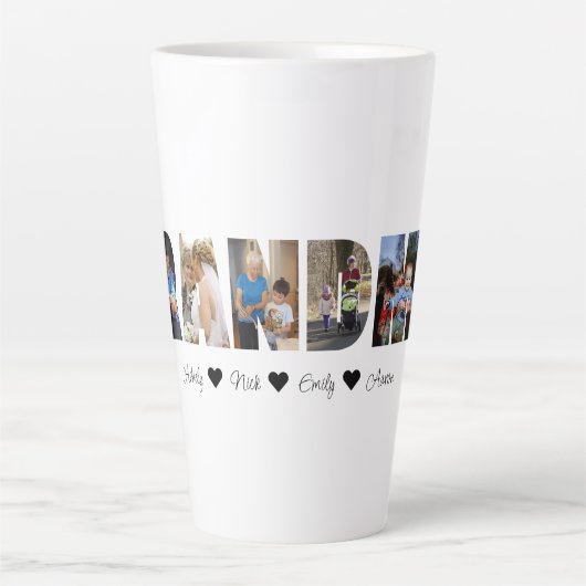 Grandma Photo Collage Latte Mok 7 Foto's (Voorkant)