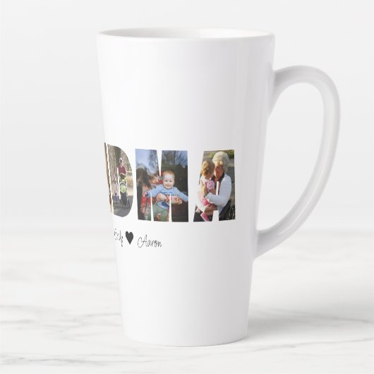 Grandma Photo Collage Latte Mok 7 Foto's (Rechts)