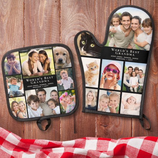 Grandma Photo Collage Ovenwant & Pannenlap Set