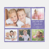 Grandma Photo Collage Paars Fleece Deken (Voorkant (Horizontaal))
