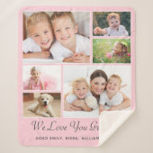 Grandma Photo Collage Pink Sherpa Deken (Voorkant)