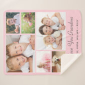 Grandma Photo Collage Pink Sherpa Deken (Voorkant (horizontaal))