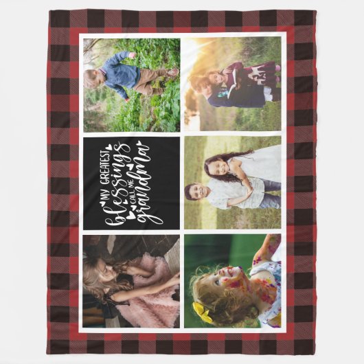 Grandma Photo Collage Pset Fleece Deken (Voorkant)