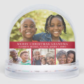 Grandma Photo Collage Red Christmas Sneeuwbol (Voorkant)