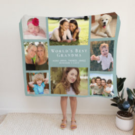 Grandma Photo Collage Sage Green Fleece Deken