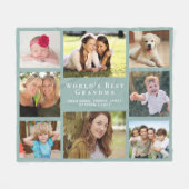 Grandma Photo Collage Sage Green Fleece Deken (Voorkant (Horizontaal))