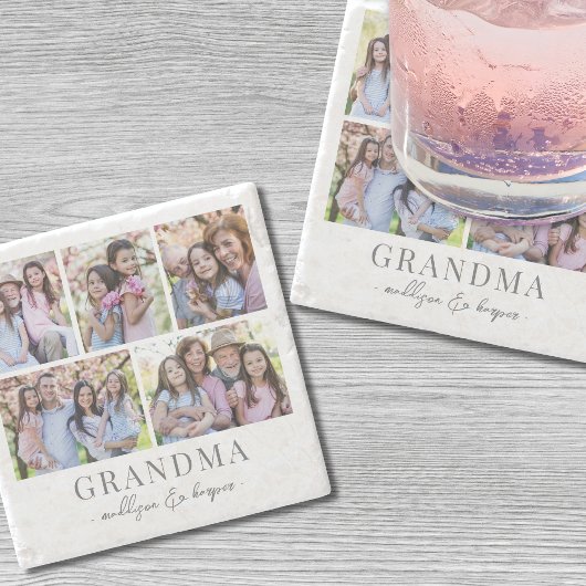 Grandma Photo Collage Stenen Onderzetter