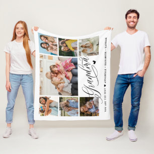 Grandma Photo Collage Typography Keepomwille Fleece Deken