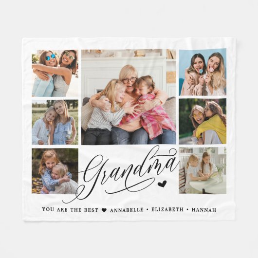 Grandma Photo Collage Typography Keepomwille Fleece Deken (Voorkant (Horizontaal))
