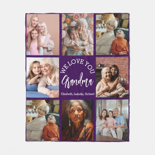 Grandma Photo Custom Throw with Grandkids Fleece Deken (Voorkant)