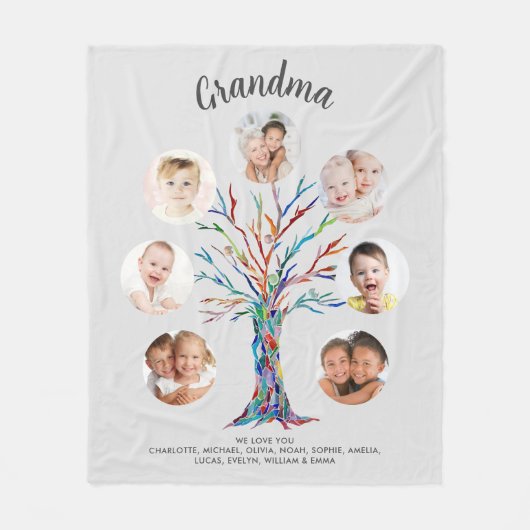 Grandma Photo Keepsake Gray Fleece Deken (Voorkant)