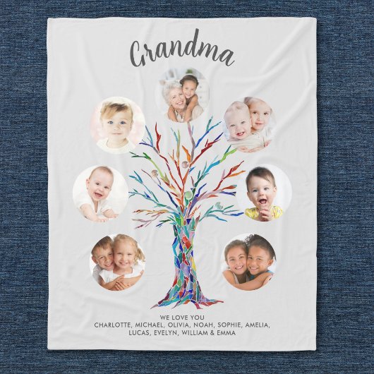 Grandma Photo Keepsake Gray Fleece Deken