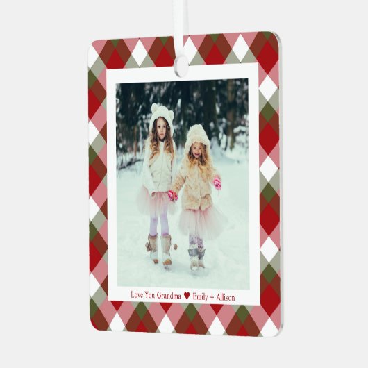 Grandma Photo met kerstcadeaus Metalen Ornament (Voorkant links)