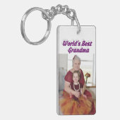 Grandma Photo paarse tekst Sleutelhanger (Voorkant Links)