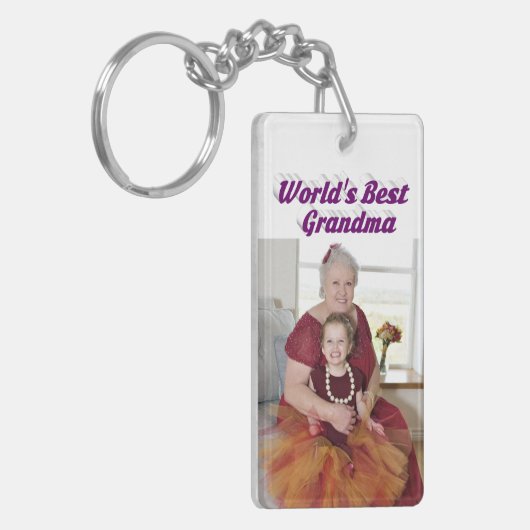Grandma Photo paarse text Moederdag Sleutelhanger (Voorkant Links)