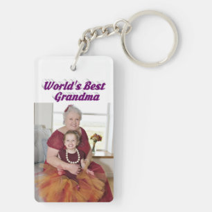Grandma Photo paarse text Moederdag Sleutelhanger
