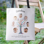 Grandma Photo Tote Bag<br><div class="desc">Deze moderne en stijlvolle Oma canvas tas is versierd met een kleurrijke mozaïek stamboom. Gemakkelijk aan te passen met een selectie van zeven foto's en de namen van de kleinkinderen. Maakt een perfect cadeau voor je oma. Origineel mozaïek © Michele Davies.</div>