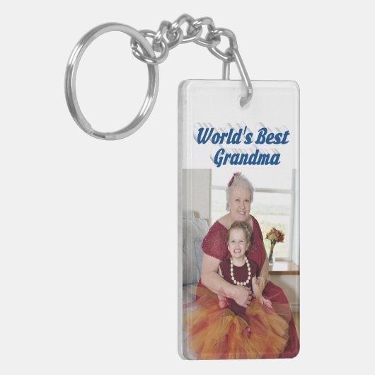 Grandma Photo zee blue text Sleutelhanger (Voorkant Links)