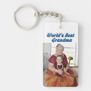 Grandma Photo zee blue text Sleutelhanger