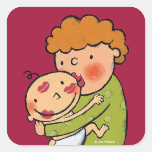 Grandma Pink Lipstick Kisses for Baby Vierkante Sticker