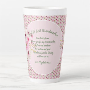 Grandma Poem Pink Flowers Named Gifts Latte Mok