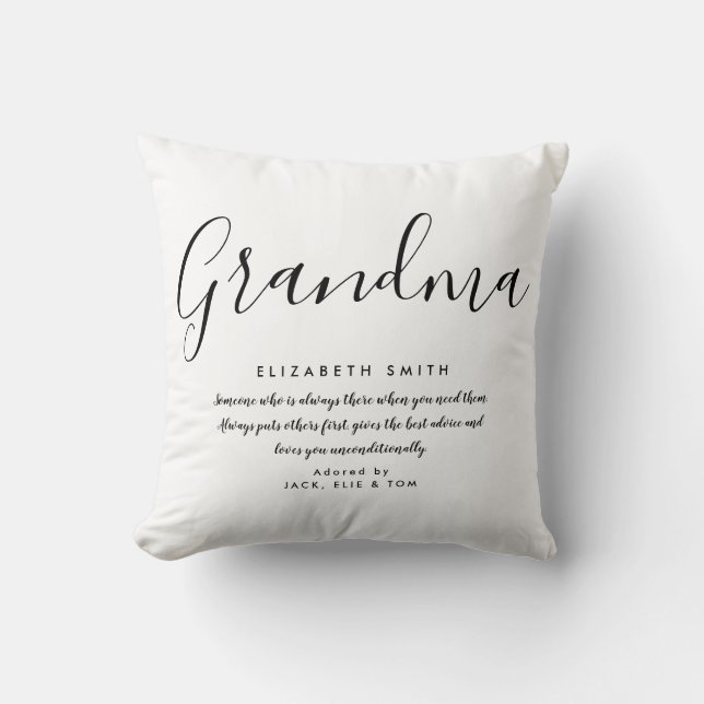 Grandma Quote Elegant Black en White Kussen (Voorkant)