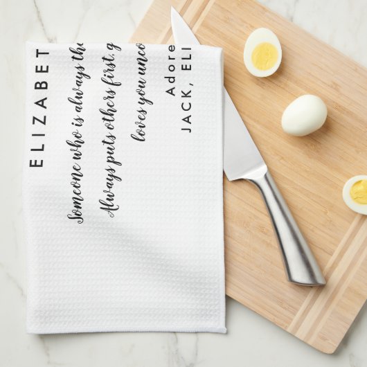 Grandma Quote Elegant Script Black en White Theedoek (Quarter Fold)