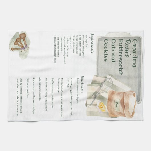 Grandma Recipe | Butterscotch Cookie Persoonlijk Theedoek (Horizontaal)