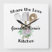 Grandma Recipes | Deel de Liefde Gepersonaliseerd Vierkante Klok (Voorkant)