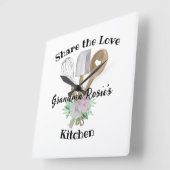 Grandma Recipes | Deel de Liefde Gepersonaliseerd Vierkante Klok (Hoek)