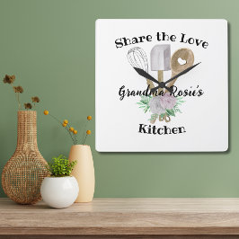 Grandma Recipes | Deel de Liefde Gepersonaliseerd Vierkante Klok
