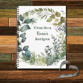 Grandma Recipes | Rustic Green Wreath Personalized Notitieboek