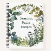 Grandma Recipes | Rustic Green Wreath Personalized Notitieboek (Voorkant)