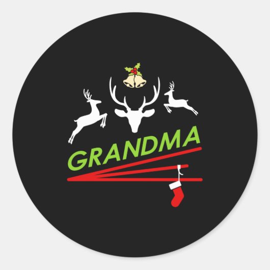 Grandma Reindeer Hoof Prints Christmas  Ronde Sticker (Voorkant)