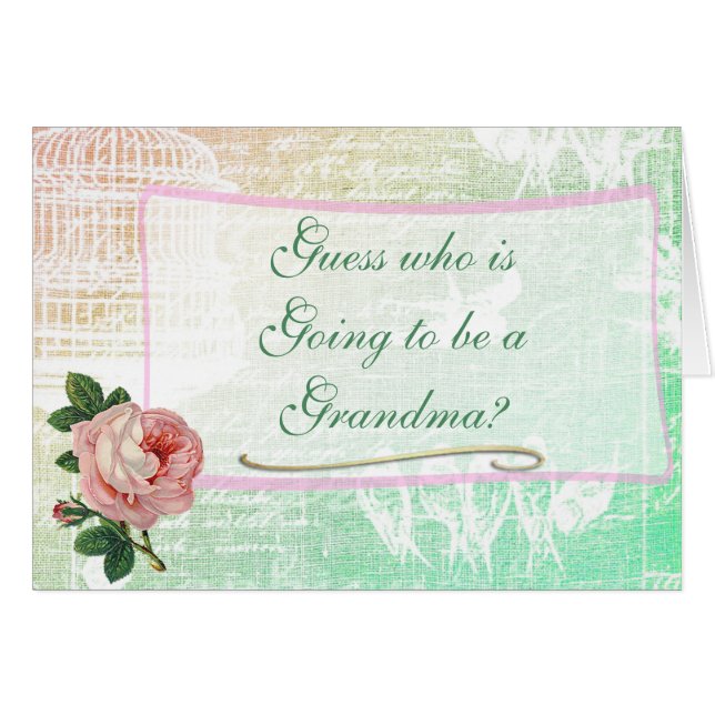 Grandma  Roos Baby Aankondiging Kaart (Voorkant Horizontaal)