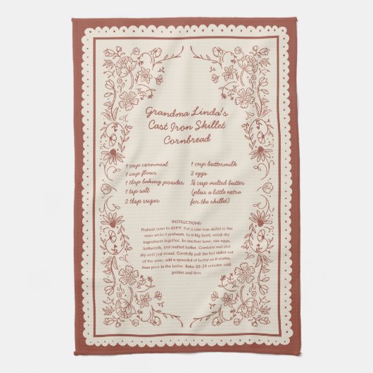 Grandma’s Favorite Recipe Custom Kitchen Keepsake Theedoek (Verticaal)
