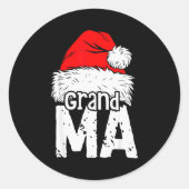 Grandma Santa Christmas Family Matching Pyjamas Xm Ronde Sticker (Voorkant)