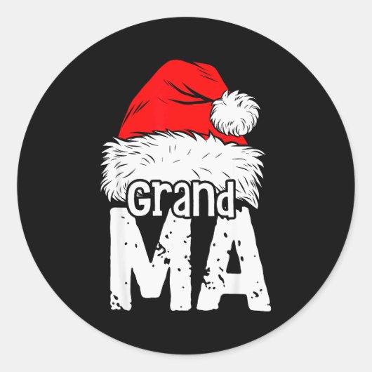 Grandma Santa Christmas Family Matching Pyjamas Xm Ronde Sticker (Voorkant)