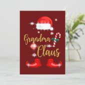 Grandma Santa Claus Funny Family Christmas Pjs Kaart (Staand voorkant)