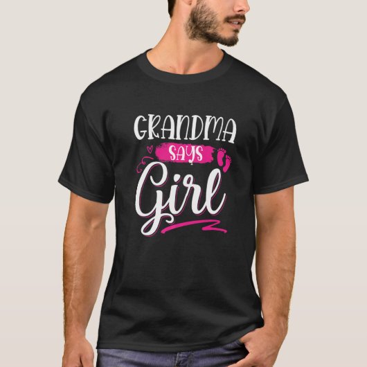 Grandma Says Girl Familie Gender onthulling Baby s T-shirt (Voorkant)