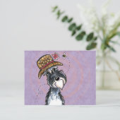 Grandma Schnauzer Flower Pet Off-Leash Art™ Briefkaart (Staand voorkant)