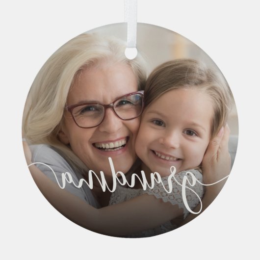 Grandma Script Overlay Glas Ornament (Achterkant)