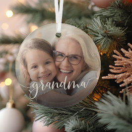 Grandma Script Overlay Glas Ornament