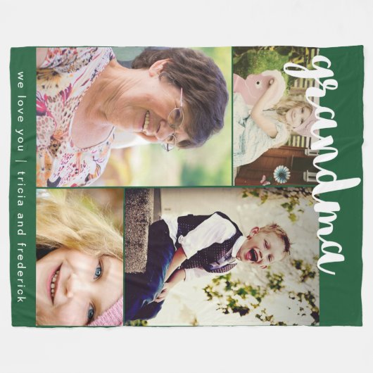Grandma Script Photo Collage Fleece Deken (Voorkant (Horizontaal))