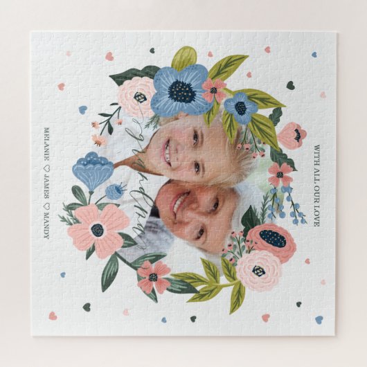 Grandma Script Typographic Floral Wreath & Photo Legpuzzel (Horizontaal)