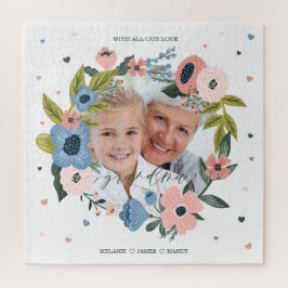 Grandma Script Typographic Floral Wreath & Photo Legpuzzel