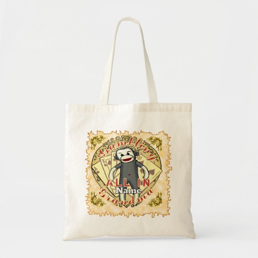 Grandma Sock Monkey poker Tote Bag (Voorkant)