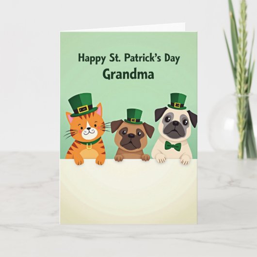 Grandma St Patricks Day Animal Card Kaart (Voorkant)